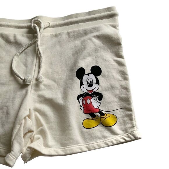 DISNEY Mickey Mouse Soft Sleep Shorts Cream Ivory Color Juniors L 11/13 - Picture 3 of 11